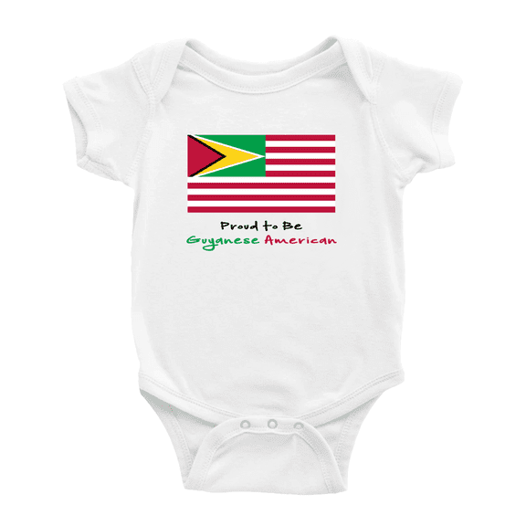 Proud to Be Guyanese American Flag Cute Baby Bodysuit (White, 12-18 Months)