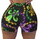 thumbnail image 2 of Balery Mardi Gras6 Pantalones cortos de entrenamiento estampados para mujer, sin costuras, ajustados, para gimnasio, yoga, correr, deportes, ejercicio activo, fitness.-Large, 2 of 8