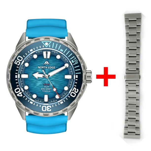 Men's Titanium Quartz Watch Solar Charging Waterproof Timer Night Light Sports Fashion Watch with Mineral Strengthened Glass