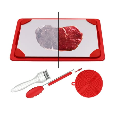 

Defrosting Tray Defroster Plate Rapid Thawing Tray With Meat Tenderizer Clip Brush