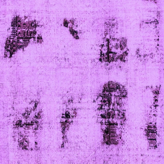 Ahgly Company Indoor Square Abstract Purple Modern Area Rugs, 3' Square