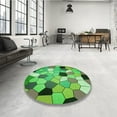 thumbnail image 4 of Ahgly Company Machine Washable Indoor Square Transitional Neon Green Area Rugs, 3' Square, 4 of 7