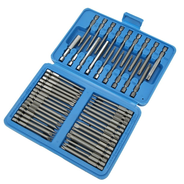 Broca de Destornillador, Múltiples Tamamos Portátiles Set de bits de Seguridad Extra Larga Estrella Cuadrada Plana para Mantenimiento
