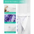 thumbnail image 3 of No Hook Shower Curtains with Snap in Liner, Purple Eucalyptus Leaf Waterproof Fabric Shower Curtain, Spring Botanical Watercolor Double Layers & See-Through Top Window Bathroom Curtains 54''x78'', 3 of 6