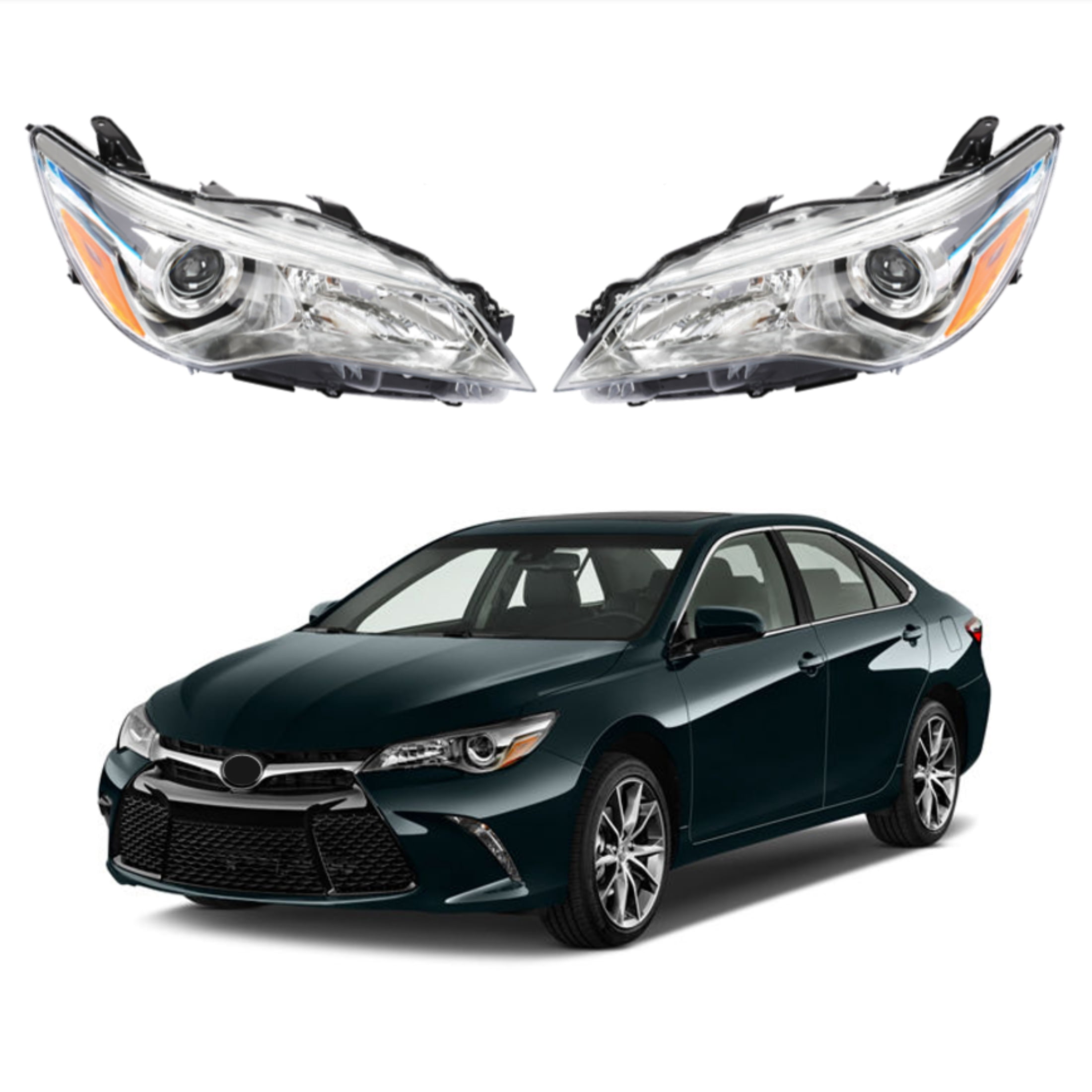 HOUGEET Headlight Fit for Toyota Camry 2015-2017 Left Side Headlamps Assembly Head Light Chrome