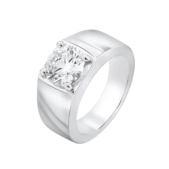 DewberryDiamonds IGI Certified 3.5 Cttw Mens Ring Round Cut Lab Grown Diamond Solitaire Ring | 925 Silver 14K White Gold Plated Wedding Engagement Ring- Ready To Gift (Clarity: VS, Color: FG) Size 9
