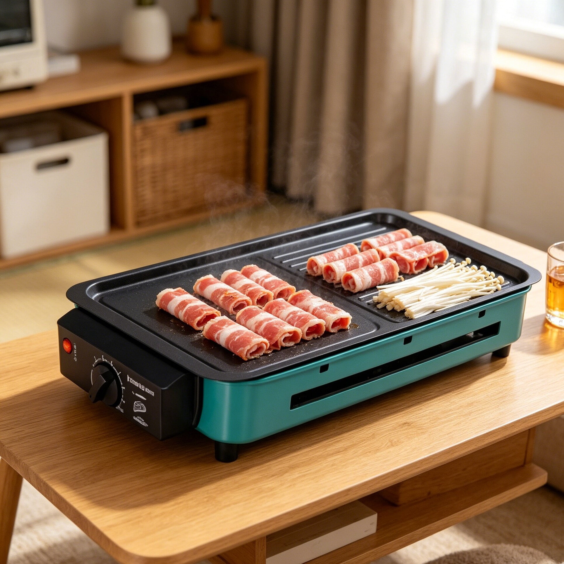 HIFOOD Indoor Electric Grill Griddle, 2-in-1 Non-Stick Cooking Plate, Adjustable Temp, Smokeless BBQ for Home Kitchen