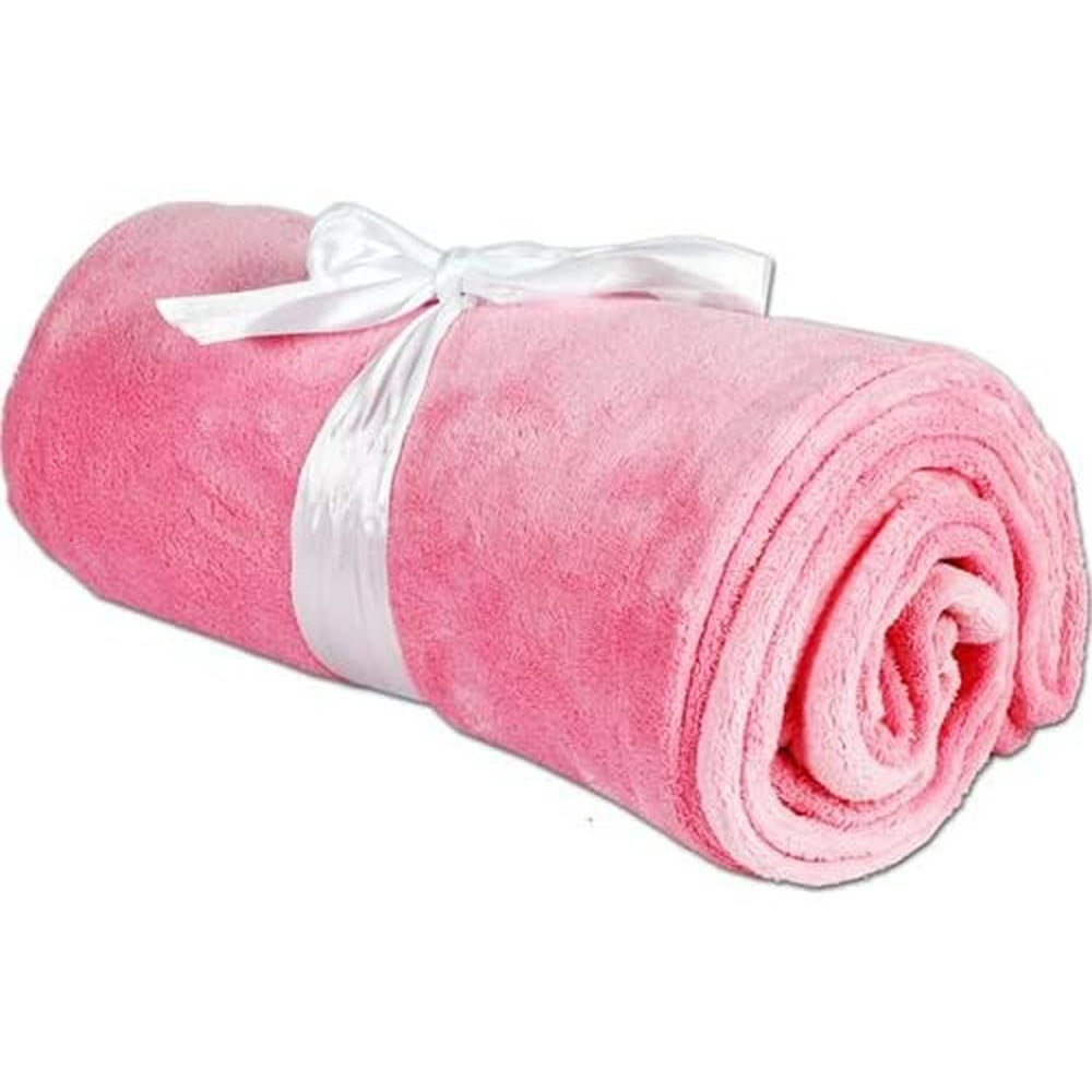 pink microfleece travel blanket