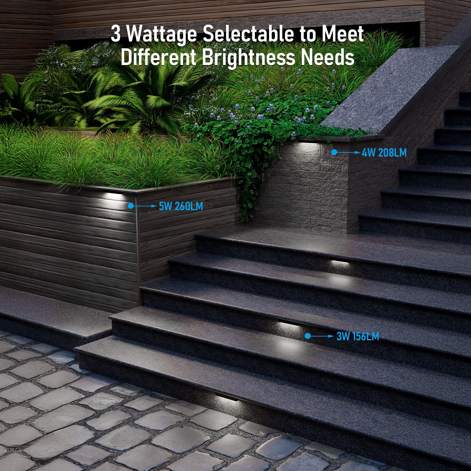 12 Pack LED Low Voltage Hardscape Lighting, 7 Inch Retaining Wall Light, 3W/4W/5W Landscape Step Lights, Surface & Recessed Mounted, 5000K Daylight