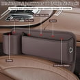 thumbnail image 5 of Car Leather Cup Holder Gap Bag, seat Gap Storage Box, with Water Cup Holder Gap Storage Box, Adjustable car seat Storage Box, can Store Glasses, Phone, Keys, Cards (Brown A) (Passenger Side Brown), 5 of 14