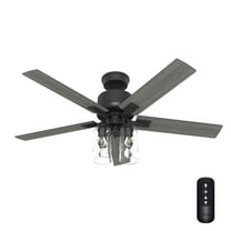 Restored Hunter Fan 52 inch Casual Matte Black Indoor Ceiling Fan with LED Light Kit and Remote Control (Refurbished)