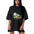thumbnail image 3 of Women T Shirt Graphic Tee Summer Tops Half Sleeve Loose Drop Shoulder Vintage Shirts Streetwear Sweat Casual Tees XS, 3 of 5