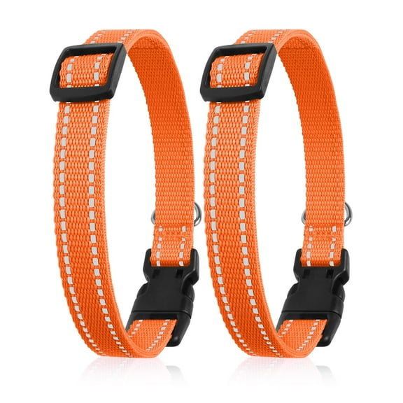 PetJoy Adjustable Dog Collar,Durable Reflective Orange Dog Collar Replacement Straps for Most of Training Collar&Bark Collar，2 Pack Orange