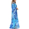 thumbnail image 4 of Sakkas Dora Women's One Shoulder Short Sleeve Casual Elegant Maxi Dress with Print - LVB235-Blue - One Size Regular, 4 of 5