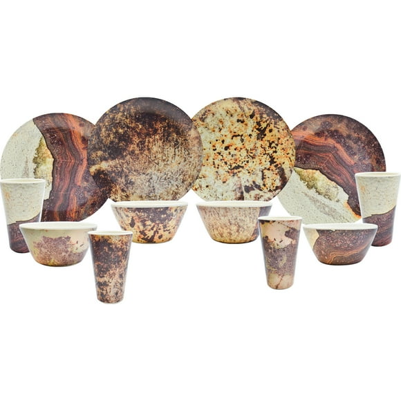 Juego Vajilla Moderna Ambient 21 Melamina Marron