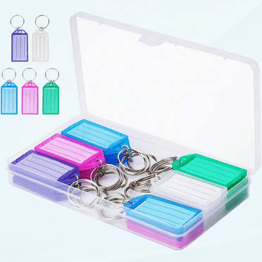20 Pack Plastic Key Tags with Container, Key Labels with Ring and Label Window, 5 Colors