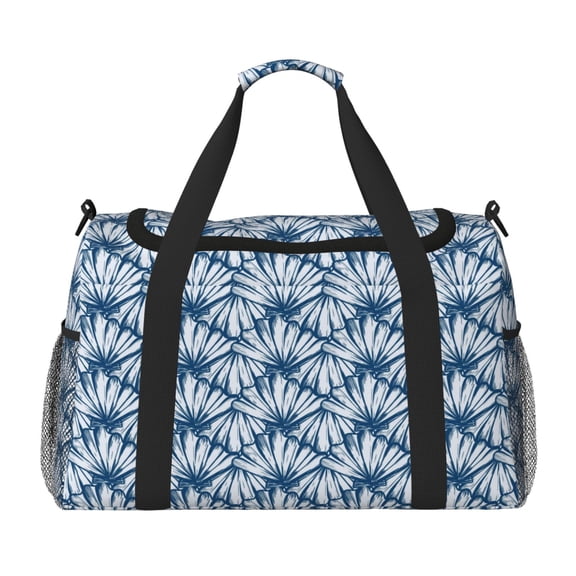 Rateoe Blue Shells Pattern Gym Bag for Women, Duffle Bag for Travel with Wet Pocket, Carry on Weekender Bags for Women, Water Resistant Travel Bag Duffel Bag