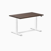 Desky Dual Rubberwood Sit Stand Desk - Dark Walnut / 48 X 30 Inches / White