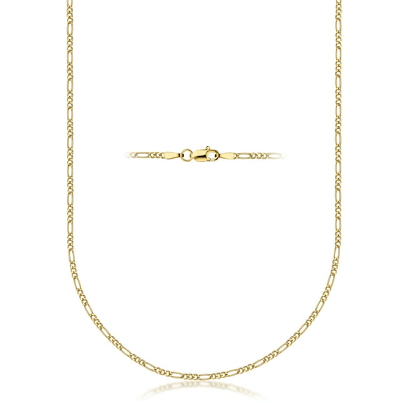 Pori Jewelers 14K Solid Gold 2.5MM Figaro Chain Necklace