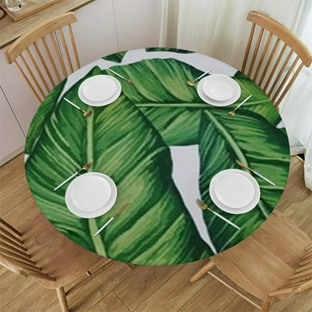 

Plo0ole Round Tropical Leaves Textured Tablecloth Waterproof Wrinkle Free Table Cloth for Kitchen Dinning Tabletop Decoration Fabric Table Cover for Outdoor and Indoor Use 54-58