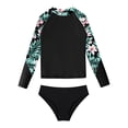 thumbnail image 3 of YONGHS Kids Girls Bathing Suit Long Sleeve Rash Guard Shirts with Briefs Sun Protection Beach Swimwear Black 14, 3 of 5