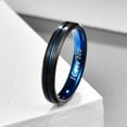 thumbnail image 3 of JQUEEN 4mm Black Tungsten Ring for Unisex Men's Blue Groove Wedding Bands Engraved I Love You Size 5-12, 3 of 5