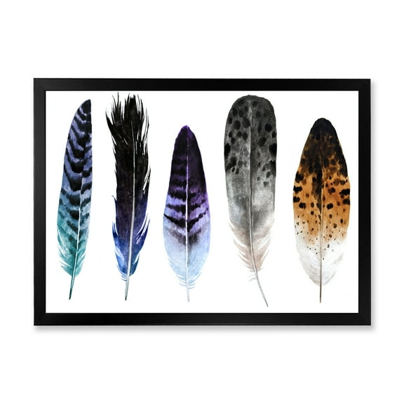 Designart 'Colourful Boho Art Feathers II' Bohemian & Eclectic Framed Art Print
