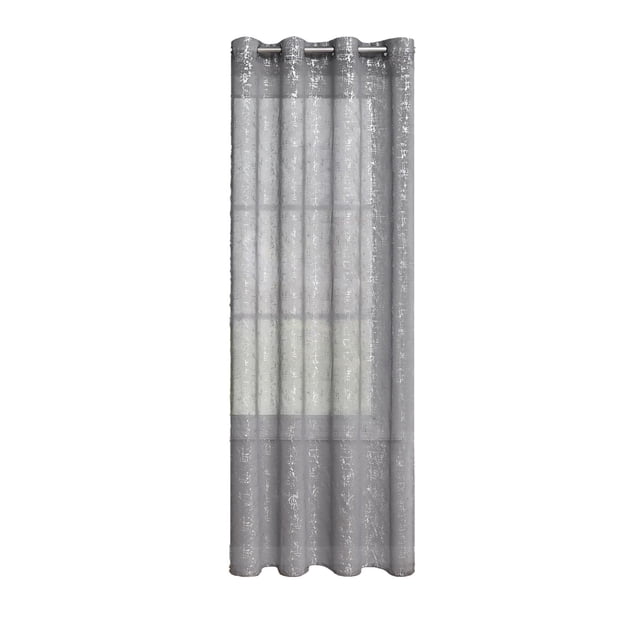 Curtains For Bedroom And Living Room With Silver Embossed Pattern Polyester Semi-transparent 100 cm x 250 cm