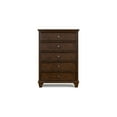 thumbnail image 2 of Reno Tall Dresser Chest, 5 Drawer Nickel Round Knobs, Brown Solid Wood, 2 of 3