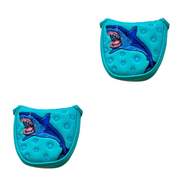 Naiovety Mazo de Golf Putter Head Cover Cierre Bordado para Palo de Golf Elegante y Protector Media Redonda - Sea Blue Shark Media caña - Tiburón azul marino 2Conjunto