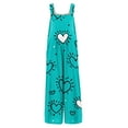 thumbnail image 3 of Fgvctg Valentine's Day Jumpsuits for Women Dressy Sleeveless Date Night Spaghetti Straps Overalls Dressy Wide Leg Pant Love Heart Print Bib Overalls Romper Sprimg Pants With Pockets Cyan L, 3 of 5