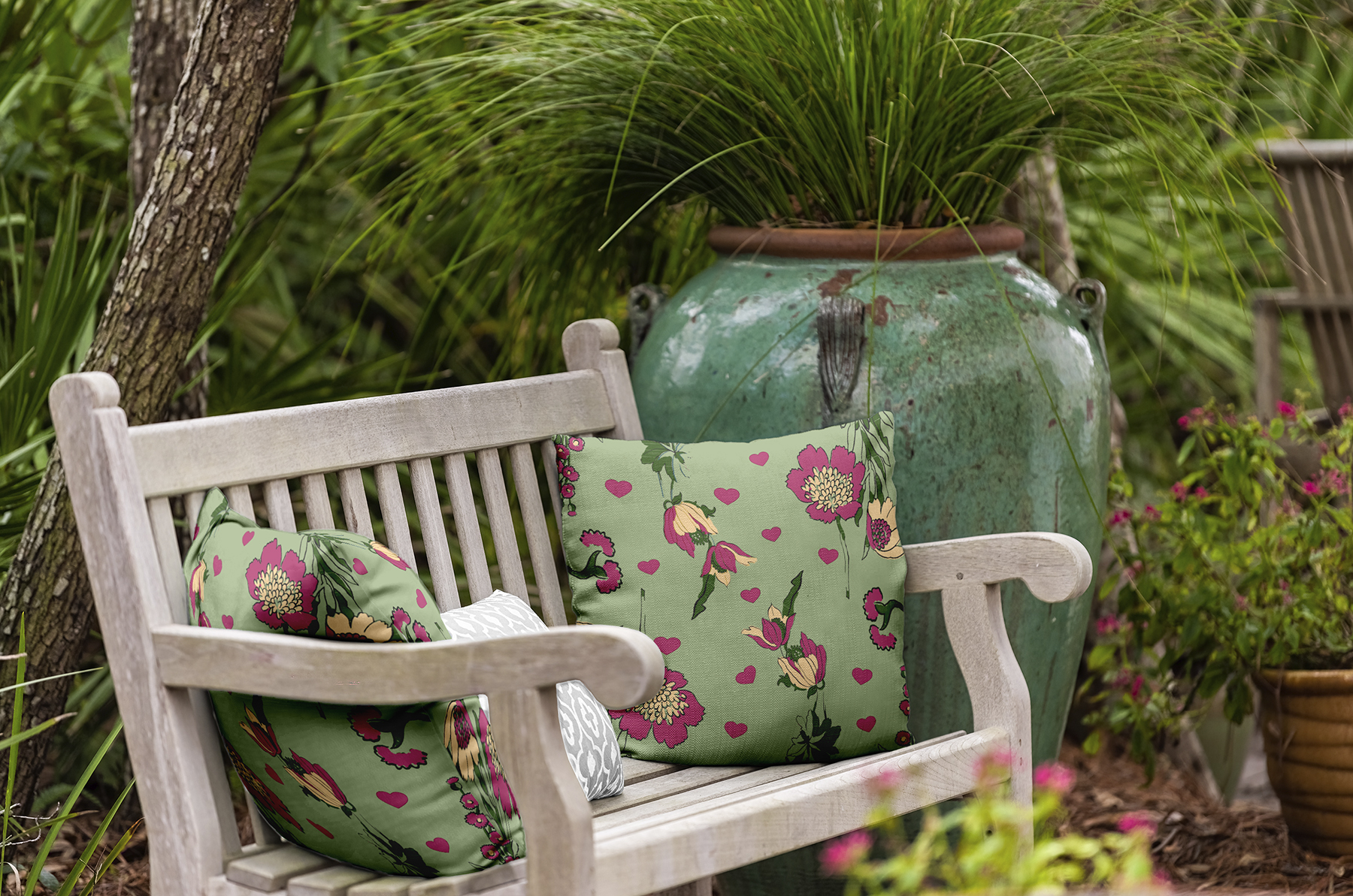 20" x 20" Simply Daisy Love In The Garden Polyester Indoor/Outdoor Pillow, Fresh Green Qty 1