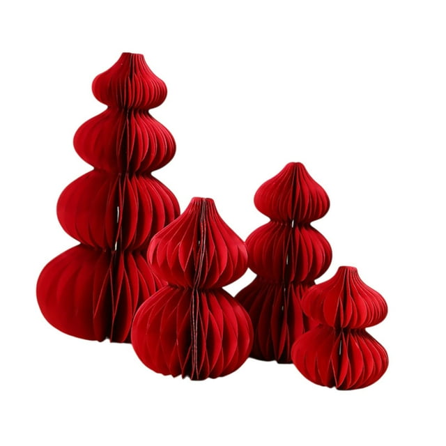 KLKCMS 4x Décoration de Table Polyvalente Origami Rouge Nouvel An Chinois 2025 Sans Cartes