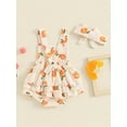 thumbnail image 3 of Nygoyerh Baby Girls Summer Romper 6M 12M 18M 24M Peach Print Playwear Sleeveless U Neck Bodysuits Side Tiered Ruffled Outfits with Headband Newborn Infant Clothing, 3 of 8
