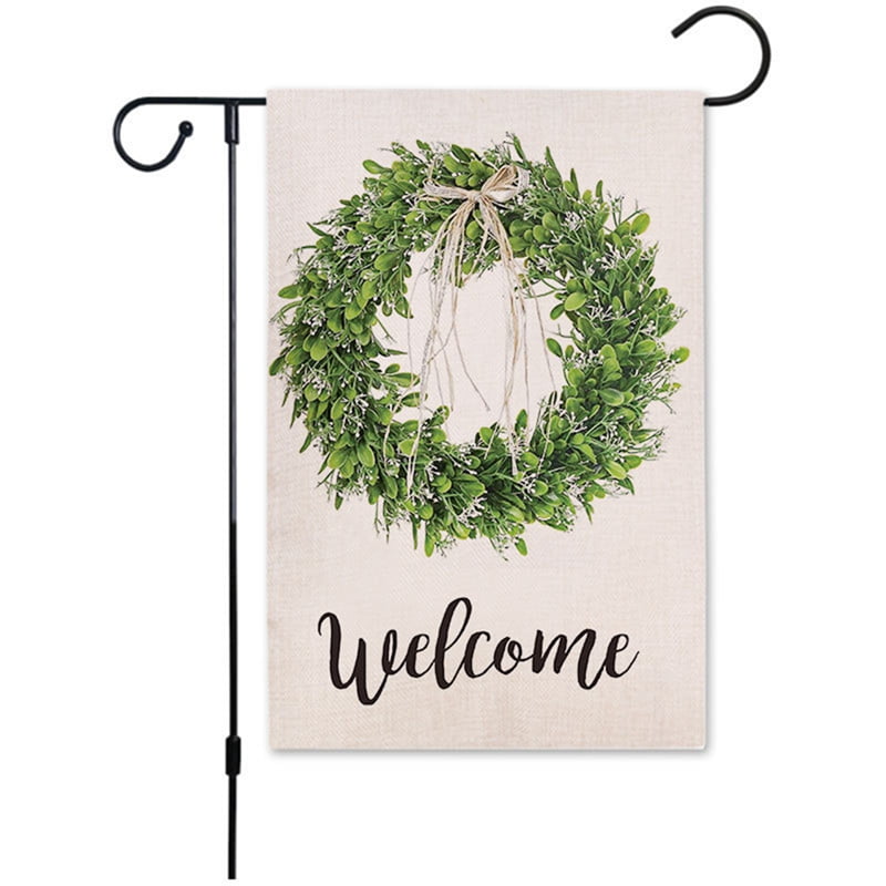 Welcome Gnome Garden Flag Burlap Summer Outdoor Decorations Double Sided 18x12 