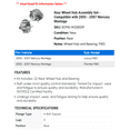 thumbnail image 2 of Rear Wheel Hub Assembly Set - Compatible with 2005 - 2007 Mercury Montego 2006, 2 of 2