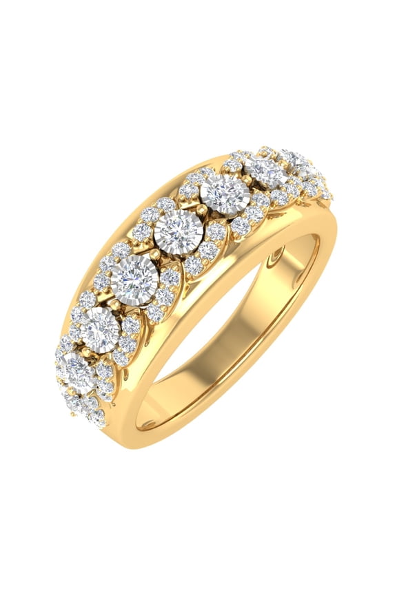 1/2 Carat Diamond Wedding Band Ring in 18K Yellow Gold over Sterling Silver (Ring Size 7.5) - IGI Certified