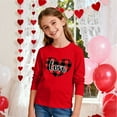 thumbnail image 6 of Girls' Valentine's Day Long Sleeve Shirt Red Love Plaid Heart Graphic Tee Soft Stretch Top for Kids 3-14 Years,Size 7-8 T, 6 of 7