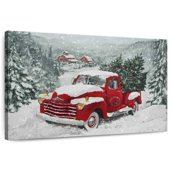 Elephant Stock Vintage Christmas Wall Art - Horizontal Canvas Wall Art - Living Room Wall Decor - Holiday Canvas - Gray And Brown Decor - 12" x 8"