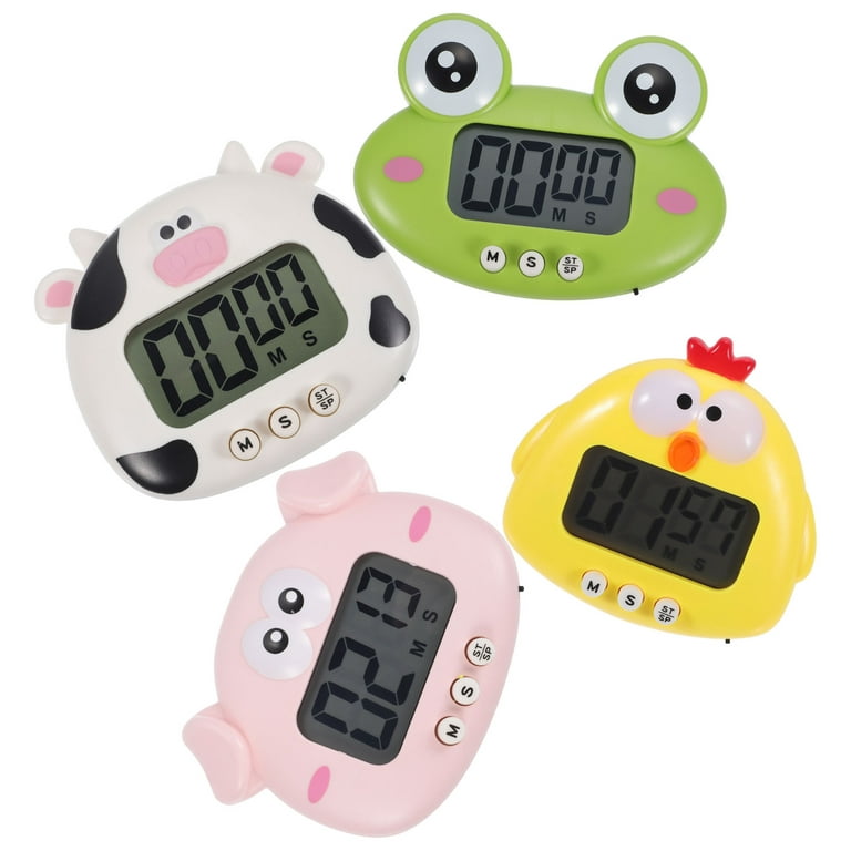 4Pcs Cute Cartoon Animal Digital Timer Small Digital Timer Kitchen Timer  with Magnetic Back
