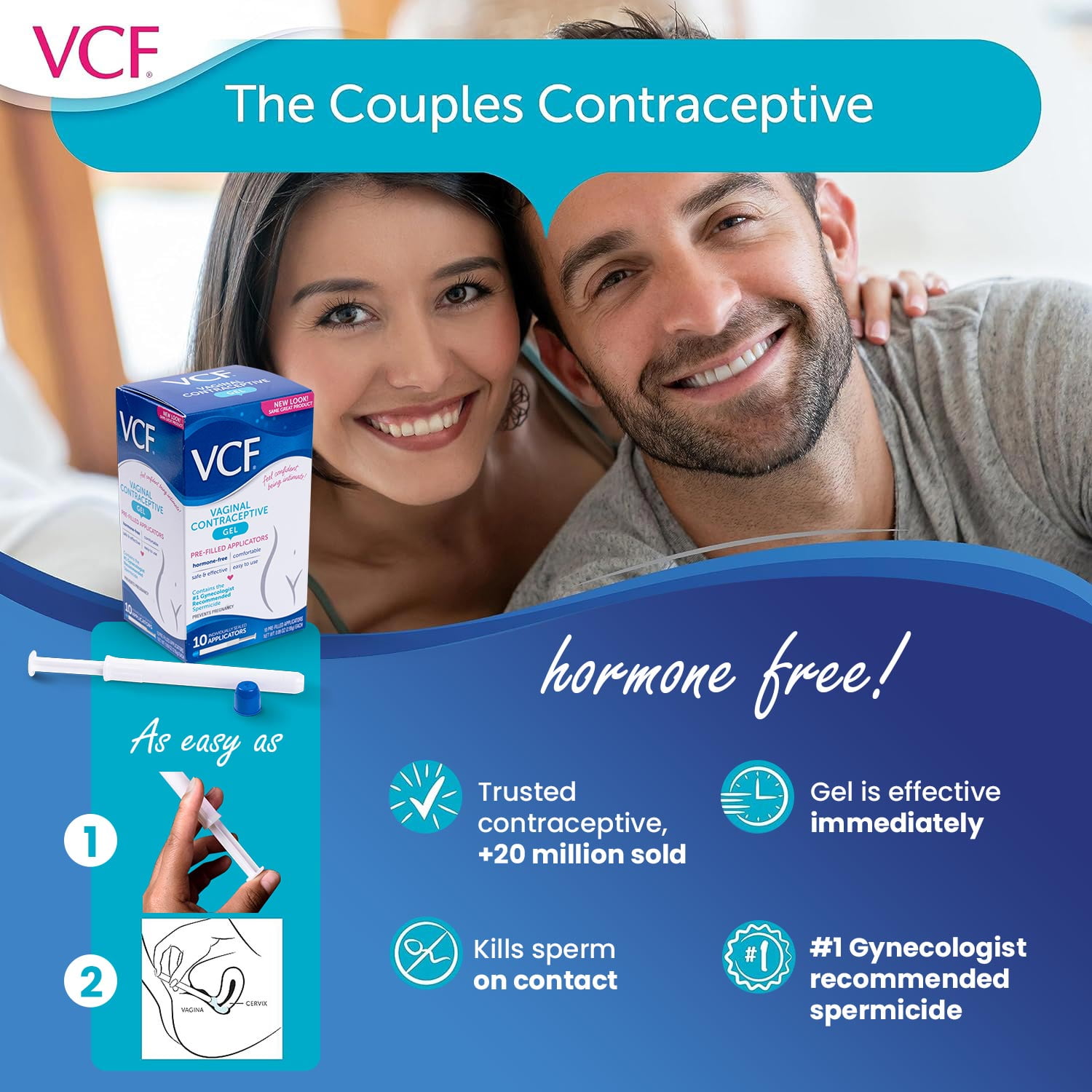 VCF Vaginal Contraceptive Pre-Filled Gel Applicators, 10 Count, All Occasion