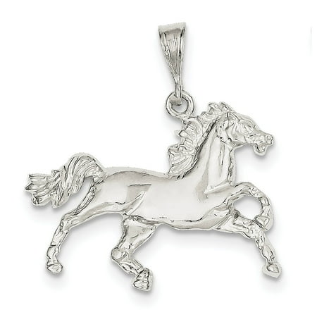 Horse Charm Jewelry - Sterling Silver Solid Polished Open back Horse Charm - 3.4 Grams