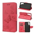 thumbnail image 1 of Feishell Wallet Case for Samsung Galaxy S22+ 5G,Retro PU Leather Butterfly Embossed Pattern Full Protection Anti-Scratch Magnetic Clasp Flip Holder Card Slots & Cash Pocket Phone Cover,Rose, 1 of 6