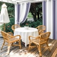 thumbnail image 2 of Navy Blue Striped Outdoor Curtains for Patio Waterproof,Windproof Privacy Curtains with Weighted Bottom,Modern White Striped Abstract Art Aesthetics Outside Drapes for Picnic Garage 54"x84" 1 Panel, 2 of 8