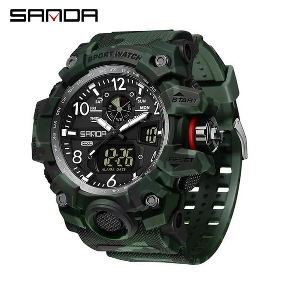 EXPLOJOY Men's Tactical Digital Watch – Camouflage Design, Waterproof, Luminous Display, Multifunctional Interface