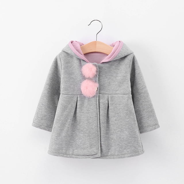 Jackets for Girls Girls' Hooded Jacket Spring And Winter New Style Small And Medium-sized Children's Cute Rabbit Ears Trendy Style Toddler Jacket on Clearance