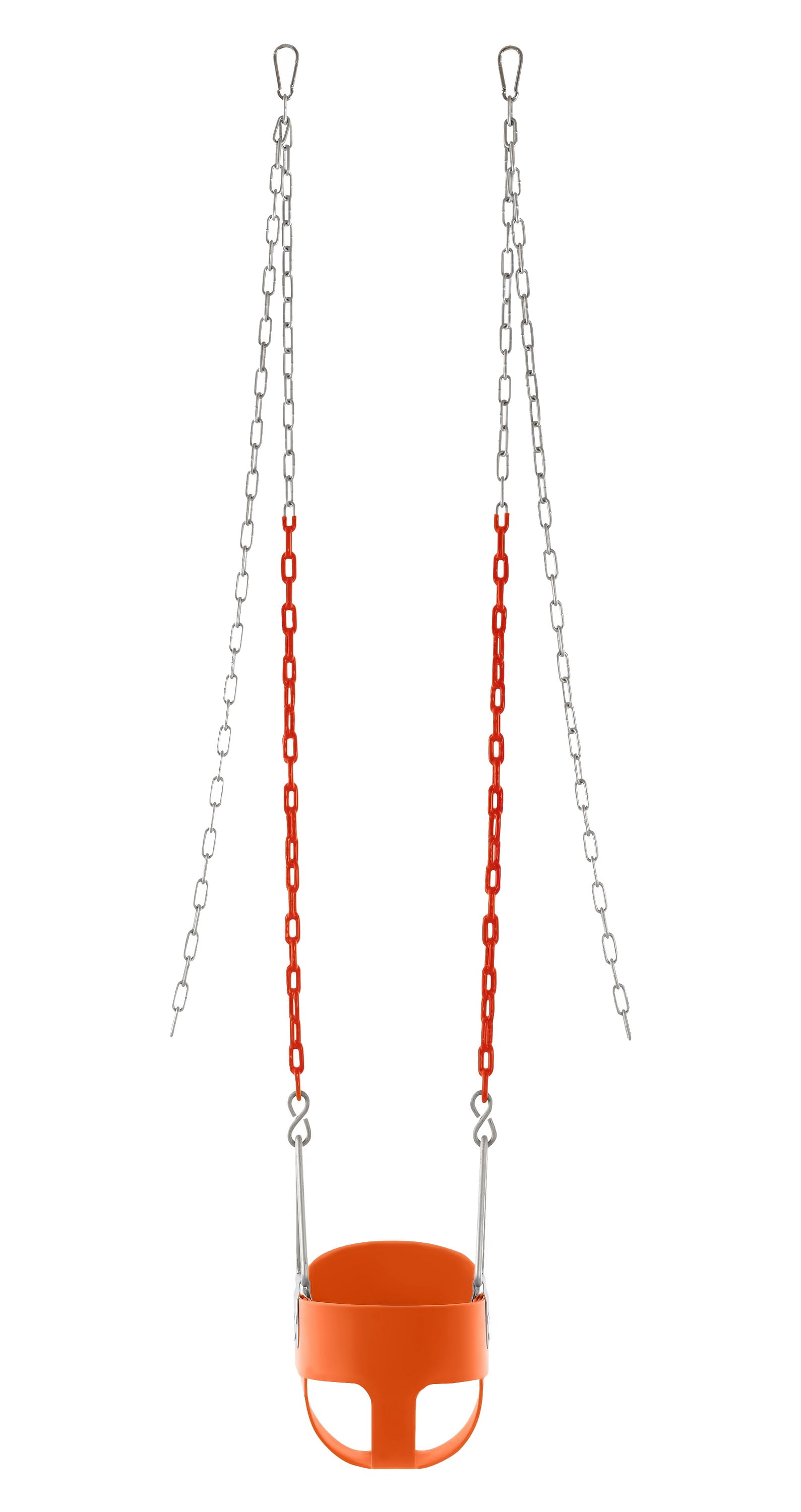 Outdoor Heights High Back Full Bucket Toddler & Baby Swing Set for Backyard Swing with Vinyl Coated Chain (3, Orange)