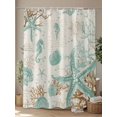 thumbnail image 4 of Fsddascl Aqua Coastal Starfish Shower Curtain Set - 72" x 78" Washable Bathtub Curtain with 12 Hooks, Farmhouse Nautical Seahorse Coral Waterproof Fabric Stall Shower Curtains for Bathroom/Bathtub, 4 of 6