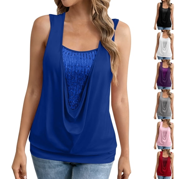 Womens Beach Clothes Kelon Womens Tank Tops Cowl Neck Business Casual Office Top Summer Spring Clothes, XL