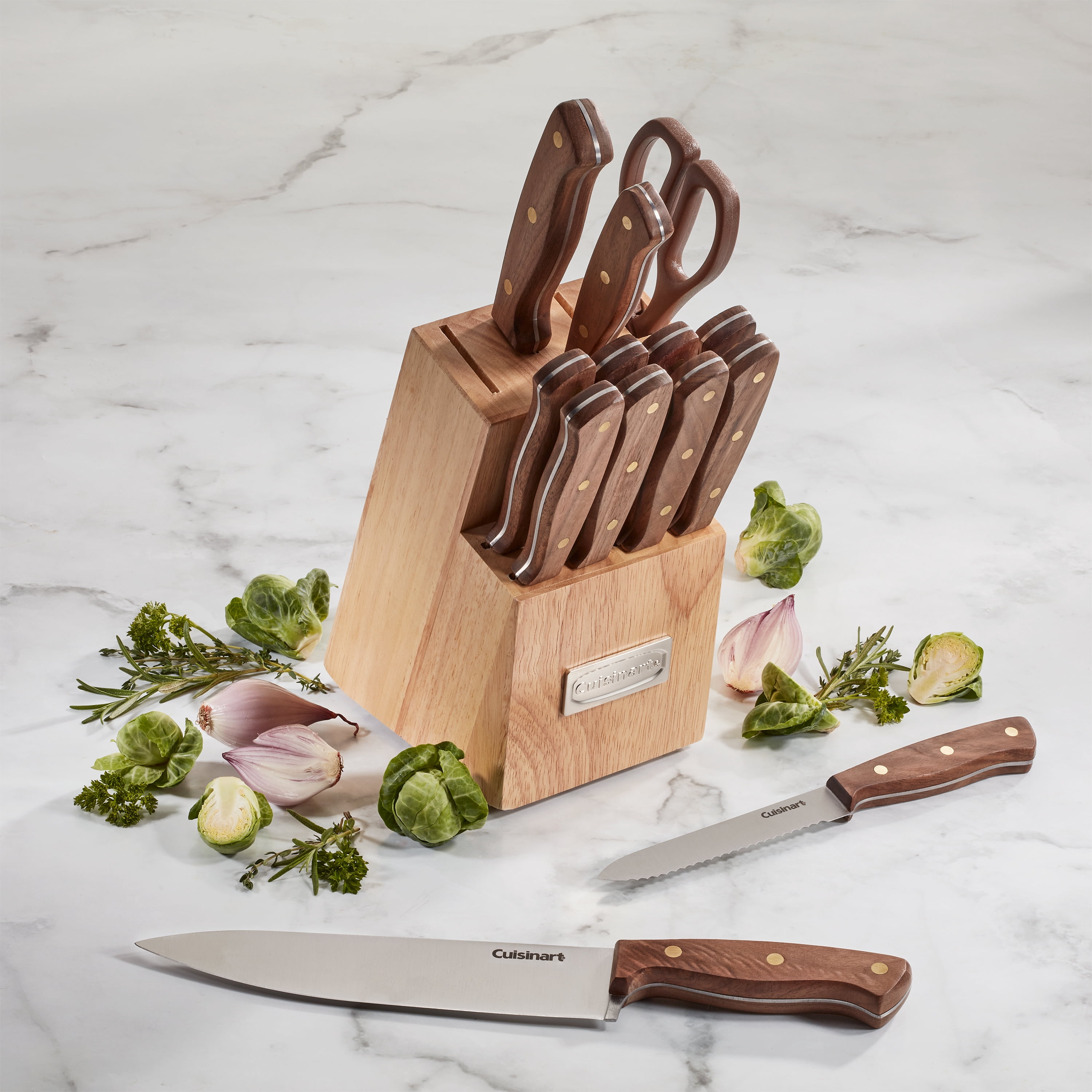 Cuisinart C55W-14PCB Advantage Cutlery 14-Piece Triple Rivet Walnut Knife Block Set